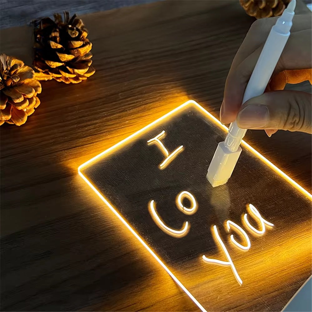 LED Night Light Note Board Message Board with Pen USB Power Decor Night Lamp Gift for Children Girlfriend Decorative Night Lamp