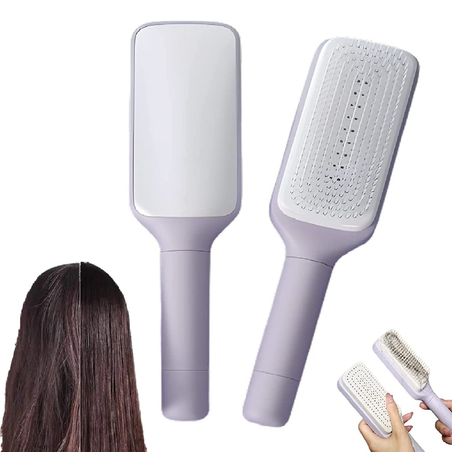 4 in 1 Self Cleaning Hair Brush New Self-Cleaning Anti-Static Massage Comb Scalable Rotate Lifting Self Cleaning Hairbrush