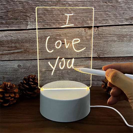 LED Night Light Note Board Message Board with Pen USB Power Decor Night Lamp Gift for Children Girlfriend Decorative Night Lamp