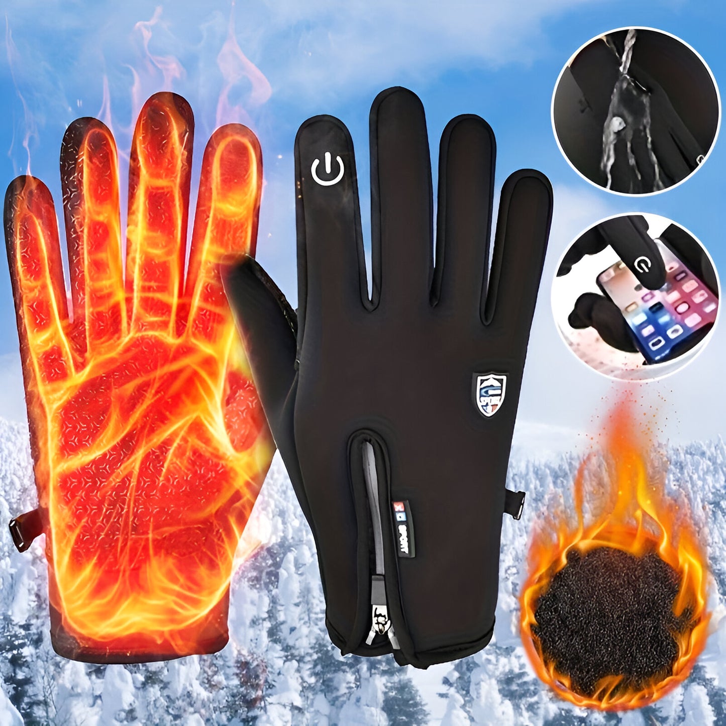 ThermaGlove™ | Outdoor-Heizhandschuhe – Winddicht, Wasserdicht und mit Plus-Samt gefüttert