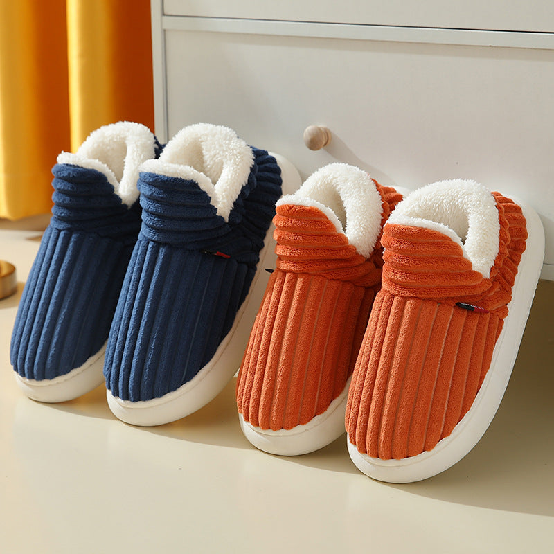 Men Winter New Women Cotton Slippers Outdoor Fashion Couple Slippers Warm Indoor Bedroom Cotton Plush Shoes Fleece Fluffy